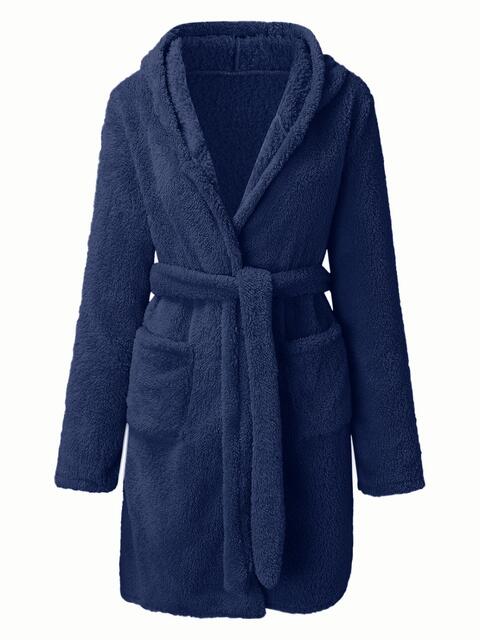 Tie Waist Hooded Robe