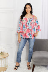 Sew In Love Full Size Fresh Take  Floral Cold-Shoulder Top