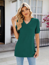 V-Neck Short Sleeve Blouse