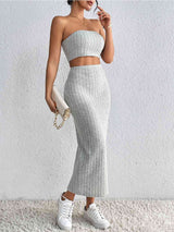 Ribbed Tube Top & Midi Skirt Set