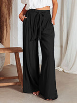 Drawstring Pocketed Wide Leg Pants