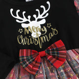 Round Neck Long Sleeve MERRY CHRISMAS Reindeer Graphic Dress