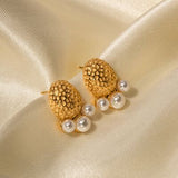 Imitation Pearl Stainless Steel Stud Earrings