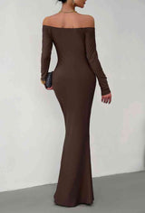 Off-Shoulder Long Sleeve Maxi Dress