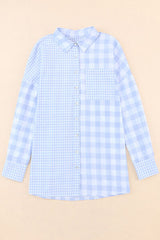 Pocketed Plaid Dropped Shoulder Shirt