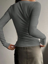 Half Button Long Sleeve T-Shirt