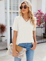 V-Neck Short Sleeve Blouse