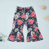 Round Neck PRETTY GIRL Graphic T-Shirt and Floral Print Pants Set