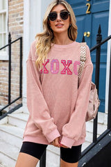 XOXO Round Neck Dropped Shoulder Sweatshirt