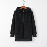 Full Size Quarter-Zip Drawstring Teddy Hoodie