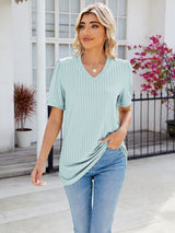 V-Neck Short Sleeve Blouse