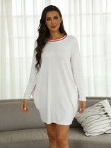 Contrast Round Neck Long Sleeve Lounge Dress