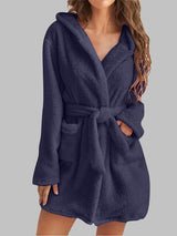 Tie Waist Hooded Robe